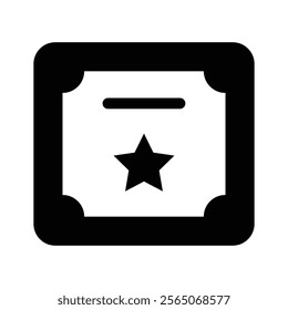 A certificate with a star, representing achievement, awards, and certification icon