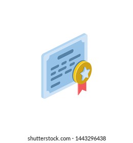 Certificate star. Vector 3d isometric, color web icons set, new flat style. Creative illustration, idea for infographics.