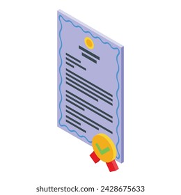 Certificate of stretch ceiling icon isometric vector. House living room. Work blow