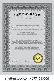 Certificate.  Superior design.  With background.    Grey color.