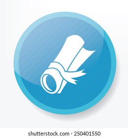 Certificate symbol design on blue button,clean vector