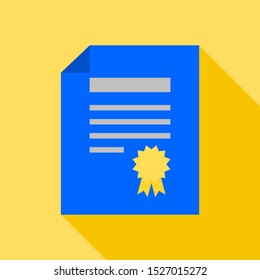 certificate symbol icon; graduation diploma paper with yellow starburst ribbon isolated on white background. vector illustration