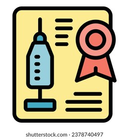 Vektorgrafik-Symbol der Zeugnisspritze Prüfung pcr. Farbe für den Gesundheitsweg