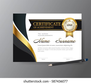 Certificate template, A4 size diploma, vector illustration