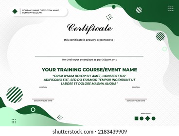 Certificate Template A4 Size Green Wavy Stock Vector (Royalty Free ...