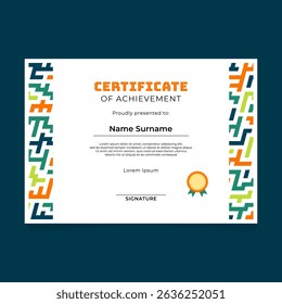 Certificate Template with Abstract Geometric Diagonal Line Bold Composition on the Side
