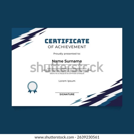 Certificate Template with Abstract Geometric Thunder Frame