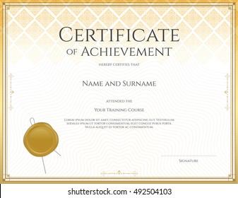Certificate template for achievement, appreciation, participation or completion in applied Thai art line theme