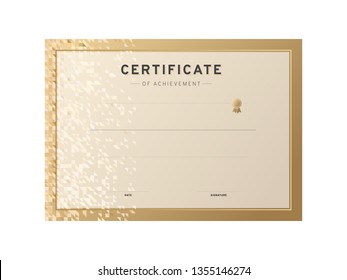 Certificate template of achievement. Golden background with triangles. Vector illustration EPS 10 isolated on white background