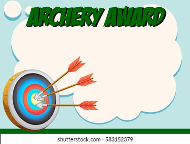 Certificate template for archery award illustration