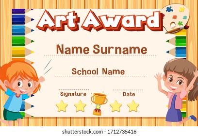 Certificate Template Art Award Kid Painting Stock Vector (Royalty Free ...