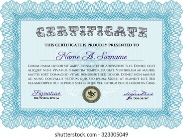 Plantilla de certificado. Diseño artístico. Fácil de imprimir. Estilo de dinero.