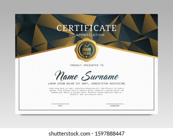 Certificate template awards diploma background vector modern design and luxurious elegant. layout horizontal in A4 size
