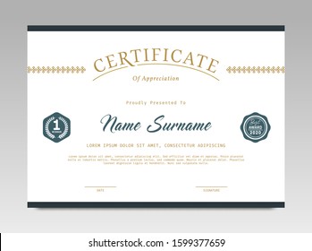 Certificate template awards diploma background vector modern design simple elegant and luxurious elegant. layout horizontal in A4 size