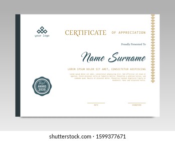 Certificate template awards diploma background vector modern design simple elegant and luxurious elegant. layout horizontal in A4 size