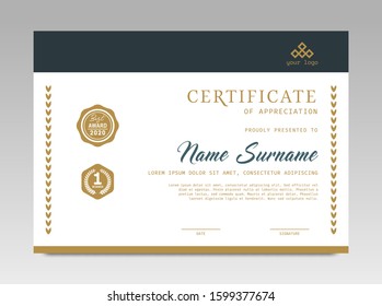 Certificate template awards diploma background vector modern design simple elegant and luxurious elegant. layout horizontal in A4 size