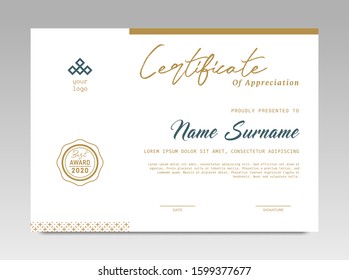 Certificate template awards diploma background vector modern design simple elegant and luxurious elegant. layout horizontal in A4 size