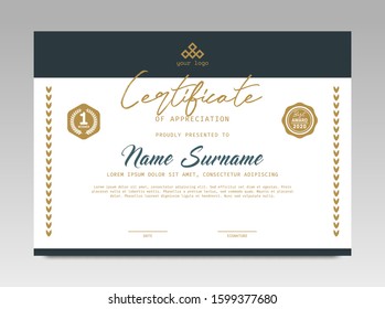 Certificate template awards diploma background vector modern design simple elegant and luxurious elegant. layout horizontal in A4 size