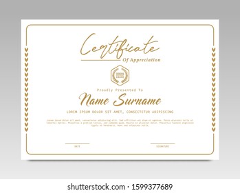 Certificate template awards diploma background vector modern design simple elegant and luxurious elegant. layout horizontal in A4 size