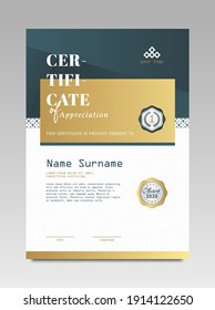 Certificate template awards diploma background vector modern design simple elegant and luxurious elegant. layout vertical in A4 size