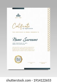 Certificate template awards diploma background vector modern design simple elegant and luxurious elegant. layout vertical in A4 size