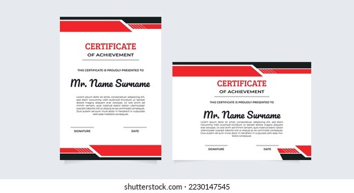 Certificate template awards diploma background vector modern design simple elegant and luxurious elegant. layout vertical in A4 size