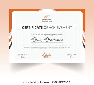 La plantilla de certificado otorga diploma de fondo vector diseño de valor moderno y diseño lujoso. Ilustración horizontal elegante en un patrón de tamaño A4.