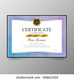 Certificate template awards diploma background vector modern value design and luxurious elegant.Illustration layout cover leaflet horizontal in A4 size pattern.