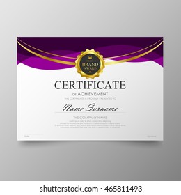 Certificate template awards diploma background vector modern value design and luxurious elegant.Illustration layout cover leaflet horizontal in A4 size pattern.