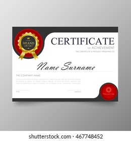 Certificate template awards diploma background vector modern value design and luxurious elegant.Illustration layout cover leaflet horizontal in A4 size pattern.