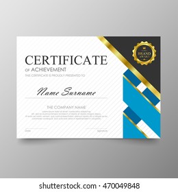 Certificate template awards diploma background vector modern value design and luxurious elegant.Illustration layout cover leaflet horizontal in A4 size pattern.