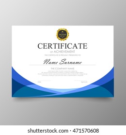 Certificate template awards diploma background vector modern value design and luxurious elegant.Illustration layout cover leaflet horizontal in A4 size pattern.