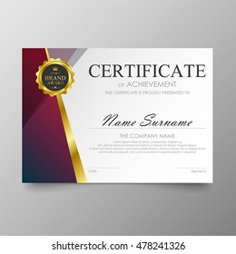 Certificate template awards diploma background vector modern value design and luxurious elegant.Illustration layout cover leaflet horizontal in A4 size pattern.