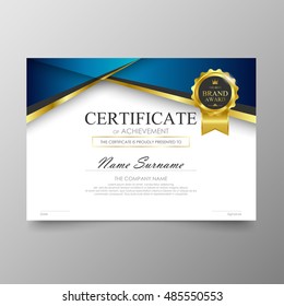 Certificate template awards diploma background vector modern value design and luxurious elegant.Illustration layout cover leaflet horizontal in A4 size pattern.