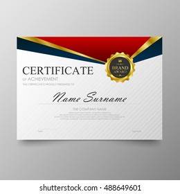 Certificate template awards diploma background vector modern value design and luxurious elegant.Illustration layout cover leaflet horizontal in A4 size pattern.