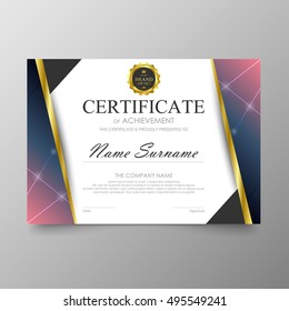 Certificate template awards diploma background vector modern value design and luxurious elegant.Illustration layout cover leaflet horizontal in A4 size pattern.