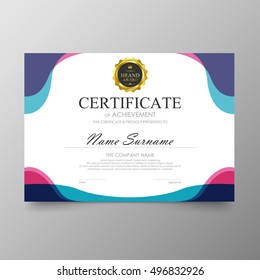 Certificate template awards diploma background vector modern value design and luxurious elegant.Illustration layout cover leaflet horizontal in A4 size pattern.