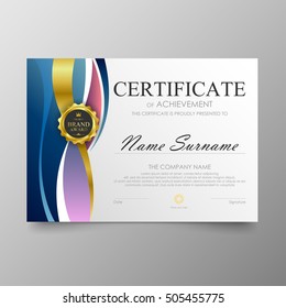 Certificate template awards diploma background vector modern value design and luxurious elegant.Illustration layout cover leaflet horizontal in A4 size pattern.