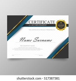 Certificate template awards diploma background vector modern value design and luxurious elegant.Illustration layout cover leaflet horizontal in A4 size pattern.