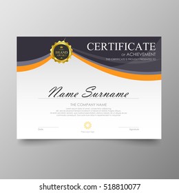 Certificate template awards diploma background vector modern value design and luxurious elegant.Illustration layout cover leaflet horizontal in A4 size pattern.
