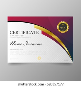 Certificate template awards diploma background vector modern value design and luxurious elegant.Illustration layout cover leaflet horizontal in A4 size pattern.