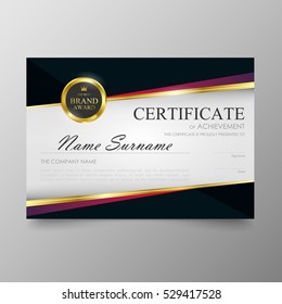 Certificate template awards diploma background vector modern value design and luxurious elegant.Illustration layout cover leaflet horizontal in A4 size pattern.