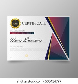 Certificate template awards diploma background vector modern value design and luxurious elegant.Illustration layout cover leaflet horizontal in A4 size pattern.
