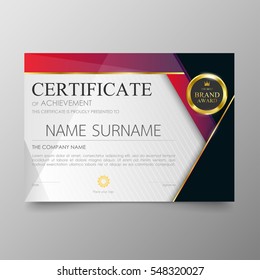 Certificate template awards diploma background vector modern value design and luxurious layout.  leaflet cover elegant horizontal Illustration in A4 size pattern.

