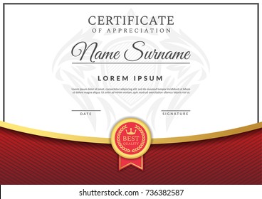 Certificado de Plantilla otorga diploma de fondo de Vector de diseño de valor moderno y lujoso elegante. Certificado de Plantilla con patrón de lujo, Certificado de calificación Plantilla en blanco, Ilustración vectorial 