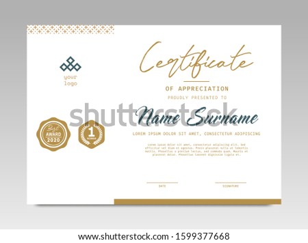 Certificate template awards diploma background vector modern design simple elegant and luxurious elegant. layout horizontal in A4 size