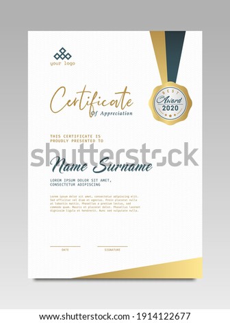 Certificate template awards diploma background vector modern design simple elegant and luxurious elegant. layout vertical in A4 size
