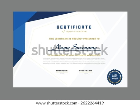 Certificate template awards diploma background vector modern value design and luxurious layout.