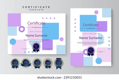 Certificate template background with abstract geometric element decoration for award ceremony, diploma graduation, online course, seminar certificates