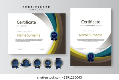 Certificate template background with abstract geometric element decoration for award ceremony, diploma graduation, online course, seminar certificates
